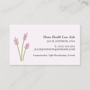 Cartão De Visita Elegante CNA Home Health Care Aide Pink Floral