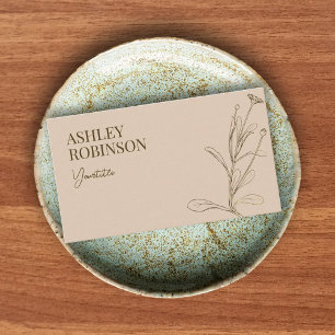 Cartão De Visita Elegante código QR botânico boho pastel terroso