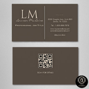 Cartão De Visita Elegante Código QR Castanho