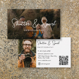 Cartão De Visita Elegante Código QR de Fotografia Foto Completa