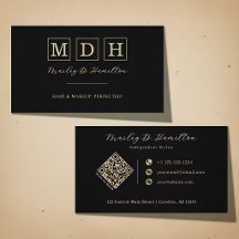 Elegante Código QR Monograma Preto Dourado