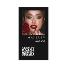 Elegante Código QR Preto Ícones Sociais de Maquiag