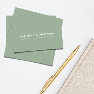 Cartão De Visita Elegante Código QR Verde Sage Minimalista Moderno