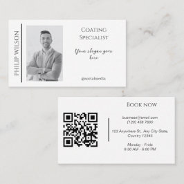 Cartão de visita elegante com código QR e foto