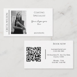 Cartão de visita elegante com código QR e foto