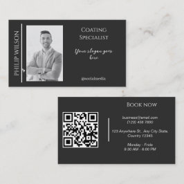 Cartão de visita elegante com código QR e foto