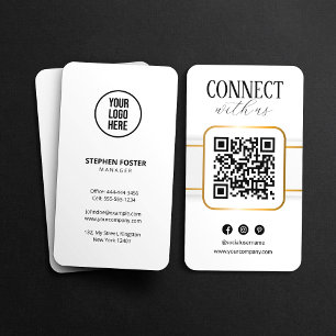 Cartão De Visita Elegante Conexão de Ouro Branco Conecte-se Conosco