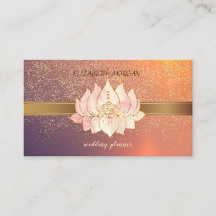 Cartão De Visita Elegante Confete de Ouro Lotus Moderno