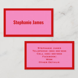 Cartão De Visita Elegante cor rosa 3 vermelho