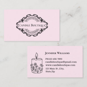 Cartão De Visita elegante criador de velas na moda, cor-de-rosa