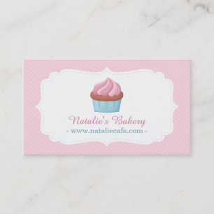 Cartão De Visita Elegante Cupcake de Aquarela Patisserie Rosa