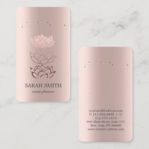 Cartão De Visita Elegante Cute Rosa Dourado Diamantes Lótus Negócio