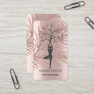 Cartão De Visita Elegante Cute Rosa Ouro Diamantes Yoga