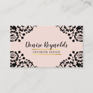 Cartão De Visita ELEGANTE DAMASK, a rocha negra a ouro-antigo moder
