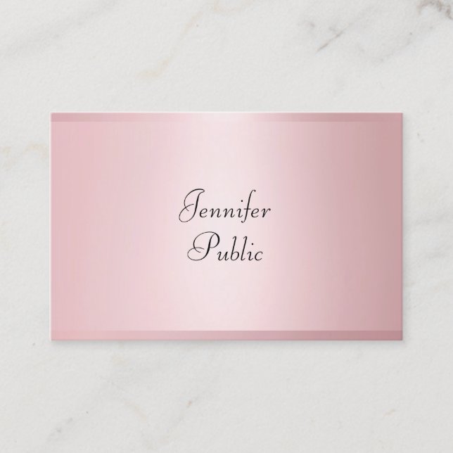 Cartão De Visita Elegante de Caligrafia Moderna Dourada rosa (Frente)