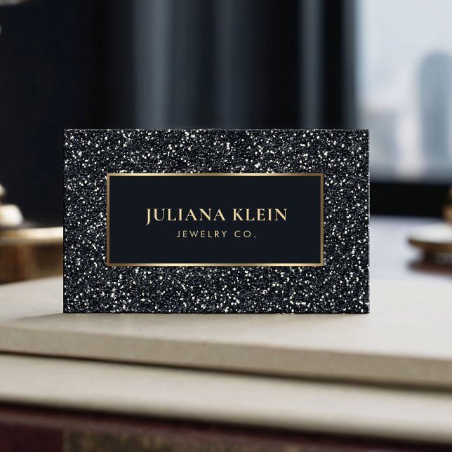 Cartão De Visita Elegante de código QR de brilho preto (Criador carregado)