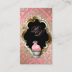 Cartão de visita Elegante de cupcake, cor-de-rosa