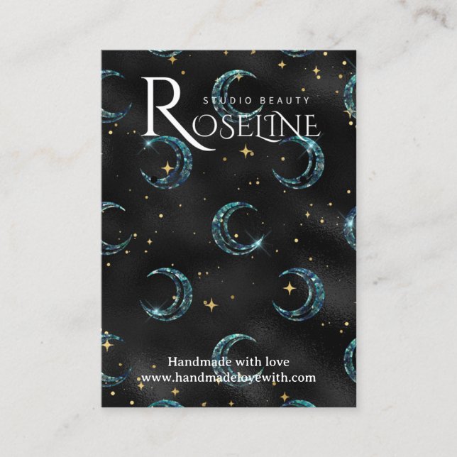 Cartão De Visita Elegante de joalharia da lua solar e negra (Frente)