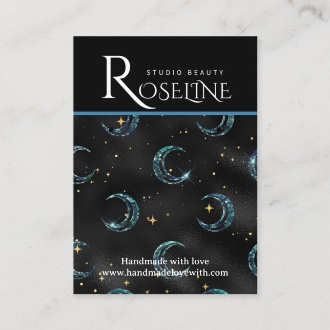 Cartão De Visita Elegante de joalharia da lua solar e negra (Frente)