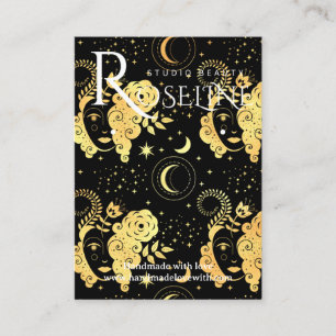 Cartão De Visita Elegante de joalharia da lua solar e negra