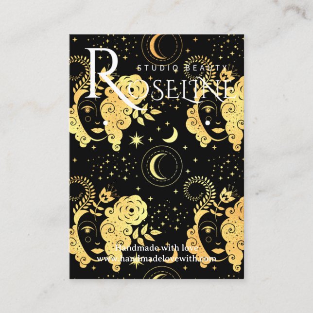Cartão De Visita Elegante de joalharia da lua solar e negra (Frente)
