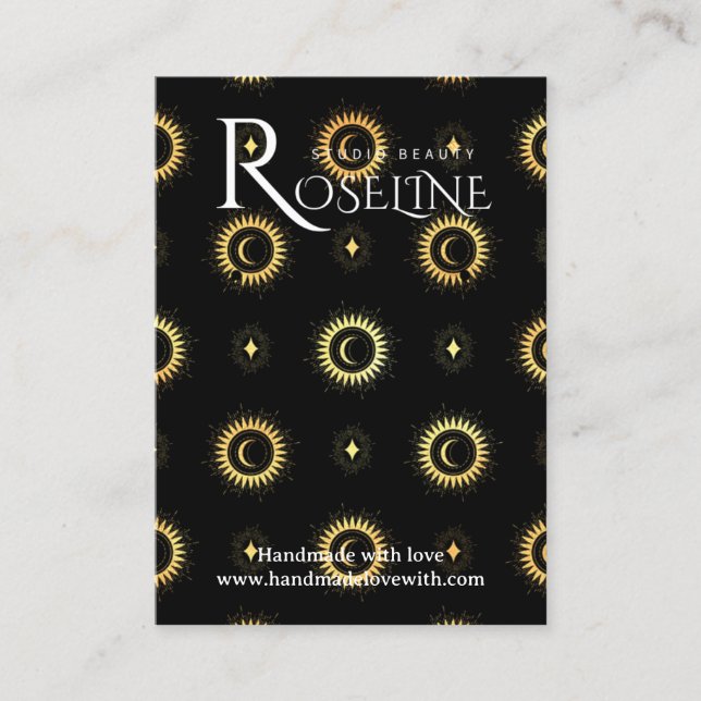 Cartão De Visita Elegante de joalharia da lua solar e negra (Frente)