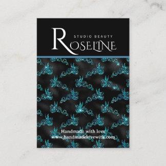 Cartão De Visita Elegante de joias geométricas a preto e azul