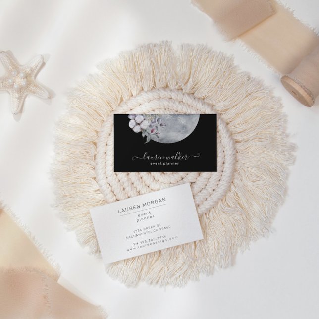 Cartão de visita Elegante de lua cheia azul (Criador carregado)