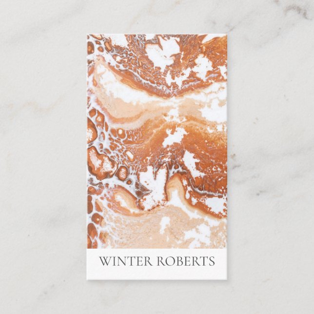 Cartão De Visita Elegante de mármore branco de coral (Frente)