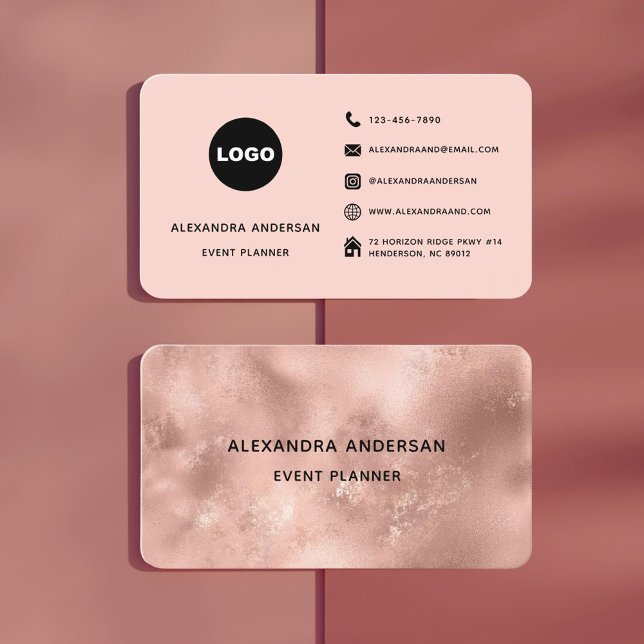 Cartão De Visita Elegante de metal Dourado Rosa (Elegant Rose Gold Metal Professional Business Card)
