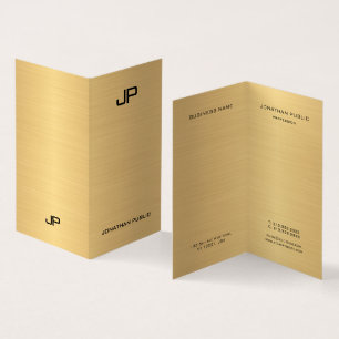 Cartão De Visita Elegante de Monograma Moderno Profissional Dourado