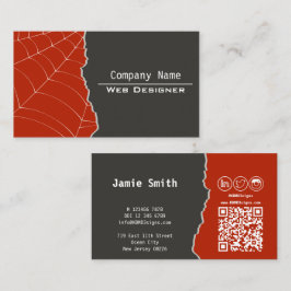 Cartão de Visita Elegante de Web Designer Cinza e 