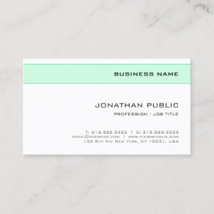Cartão De Visita Elegante Design Minimalista Moderno Verde Branco