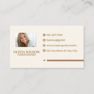 Cartão De Visita Elegante Designer de Moda Minimalista Foto Boho