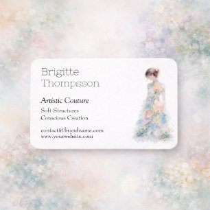 Cartão De Visita Elegante Designer de Moda Nupcial em Aquarela Cout