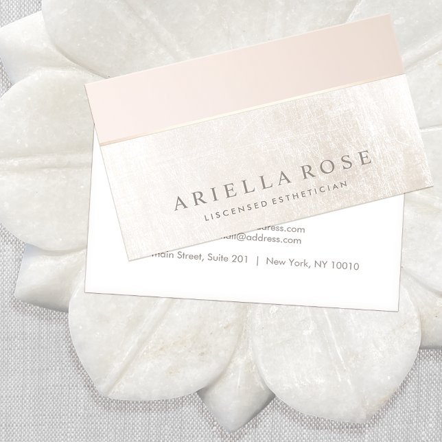 Cartão De Visita Elegante Dia Spa e Salão Blush White Marble Rosa (Criador carregado)