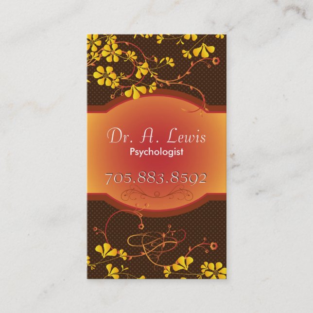 Cartão de visita elegante do psicólogo - floral (Frente)