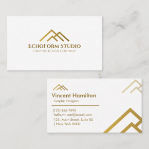Cartão De Visita Elegante Dourado branco minimalista profissional