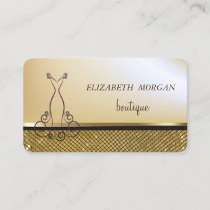 Cartão De Visita Elegante Dourado Chic, Lantejoulas Douradas Brilha