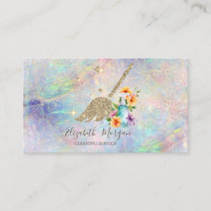 Cartão De Visita Elegante Dourado Confetti Maid Spray Bottle Opal