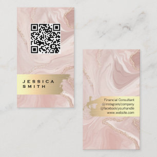 Cartão De Visita Elegante Dourado escovado Verificação QR Má