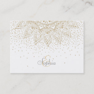Cartão De Visita Elegante Dourado Mandala Confetti Design