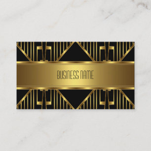 Cartão de Visita Elegante Dourado sobre Preto