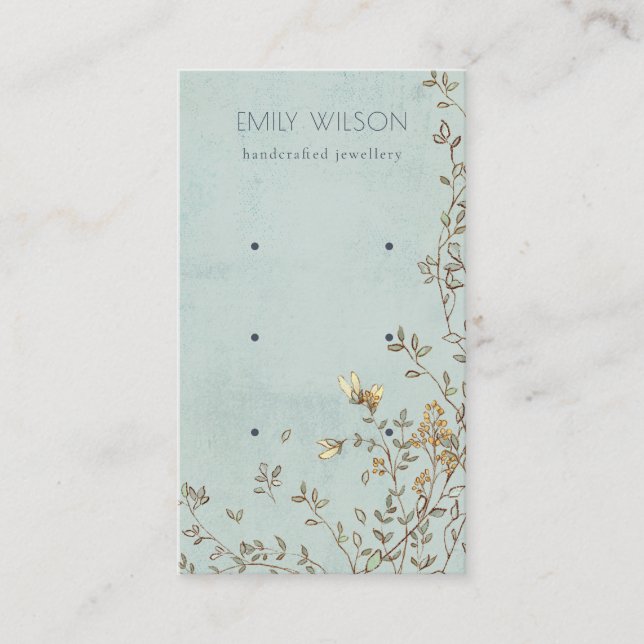 Cartão De Visita Elegante Dusky Floral Aqua Stud 3 Earring Display (Frente)