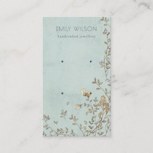 Cartão De Visita Elegante Dusky Floral Aqua Stud Earring Display