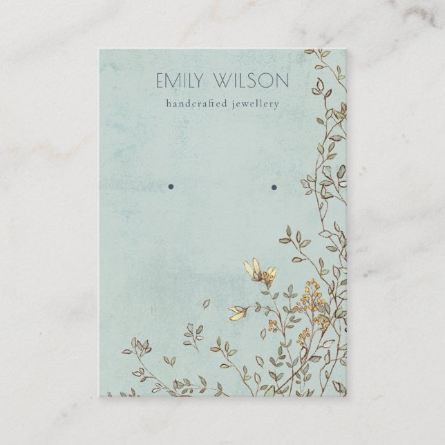 Cartão De Visita Elegante Dusky Floral Aqua Stud Earring Display (Frente)