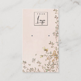Cartão De Visita Elegante Dusky Floral Blush Logo Earrant - Exibiçã