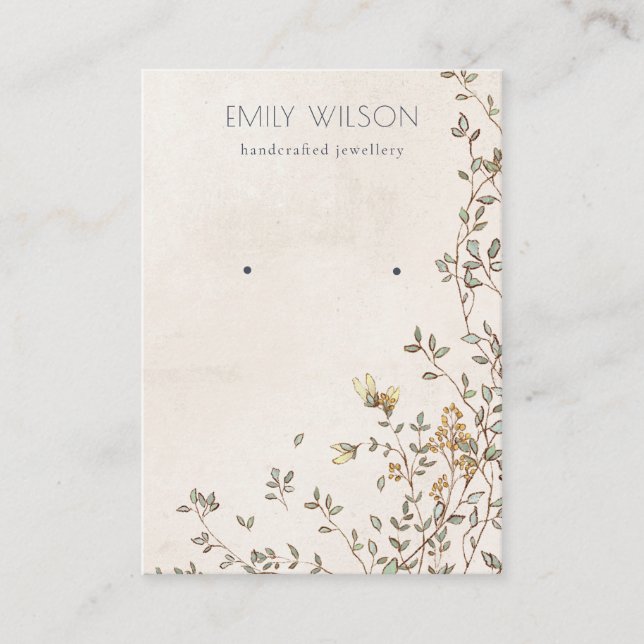 Cartão De Visita Elegante Dusky Floral Vine Estampada (Frente)