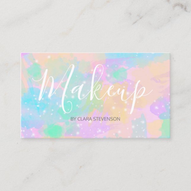 Cartão De Visita elegante e brilhante aquarela pastel (Frente)
