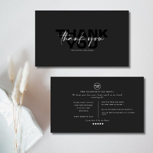 Cartão De Visita Elegante e chique obrigado em preto e branco